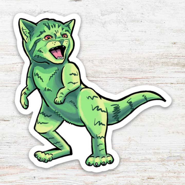 Kit-T-Rex Matte Sticker for wholesale by Angry Gato Designs