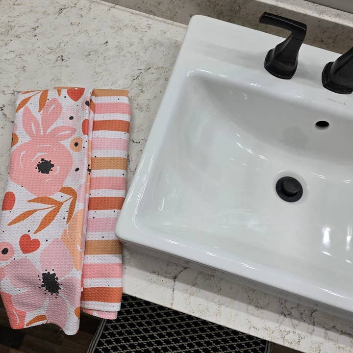 Berry Sweet Towels - Wholesale Tea Towel - Buy Me Flowers Microfiber Hand Towel - Waffle Weave 18x30"2