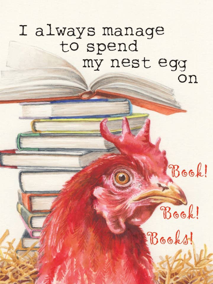 Nest Egg Book Love Red Hen Notecard for wholesale by Karen Ritz Cards