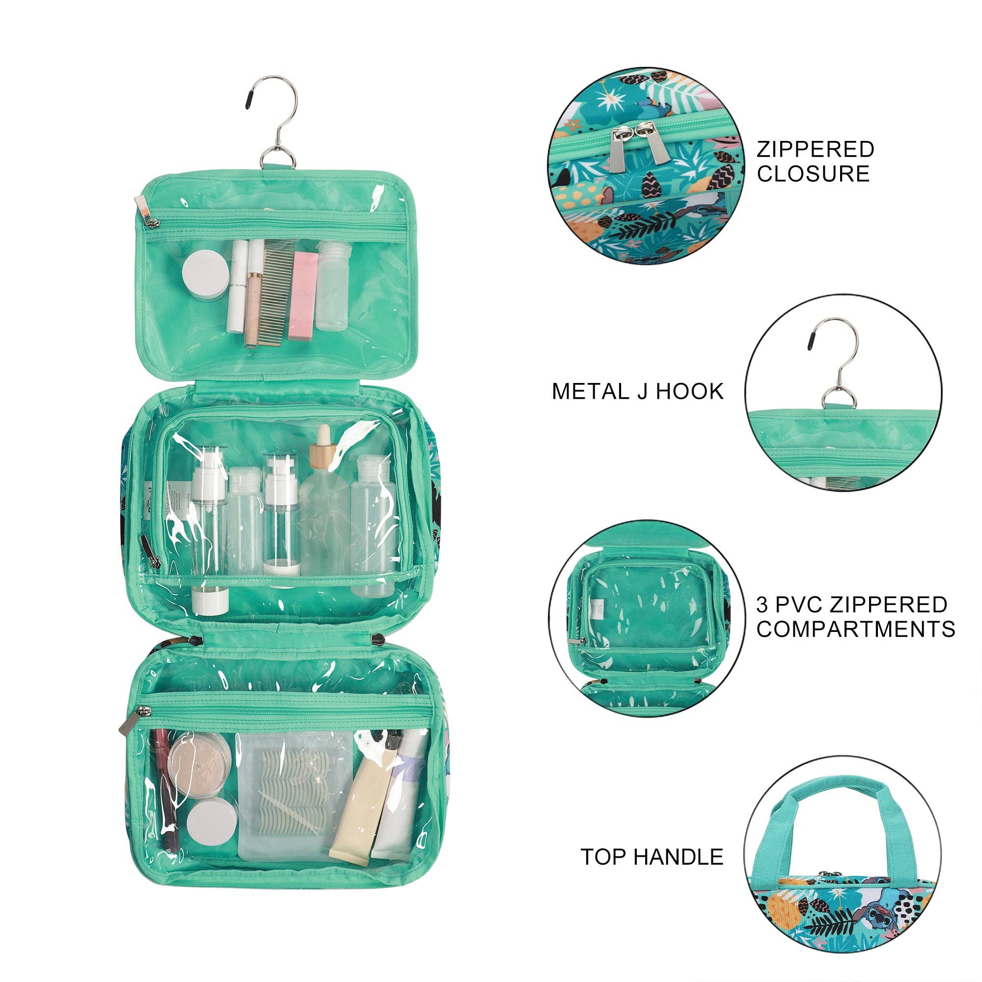 Bioworld Merchandising - Wholesale Makeup/Cosmetic Bag - Disney Lilo & Stitch Tropical Stitch Adult Cosmetic/Toiletry Bag1