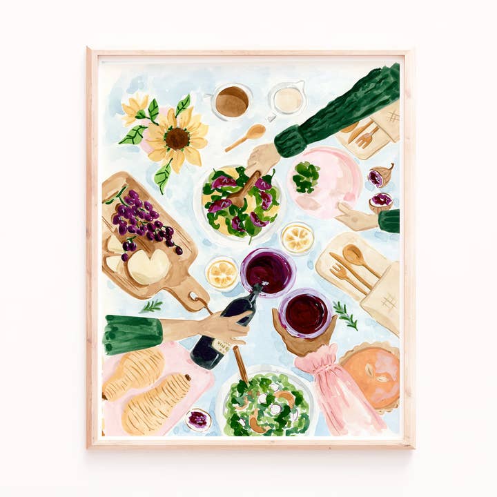 Dinner With Friends Art Print for wholesale by Sabina Fenn