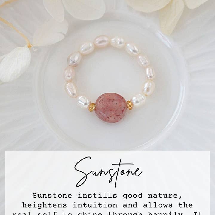 Divine Dulcet - Wholesale Single Stone/Solitaire Ring - Elastic Rings with Natural Crystals & Freshwater Pearls