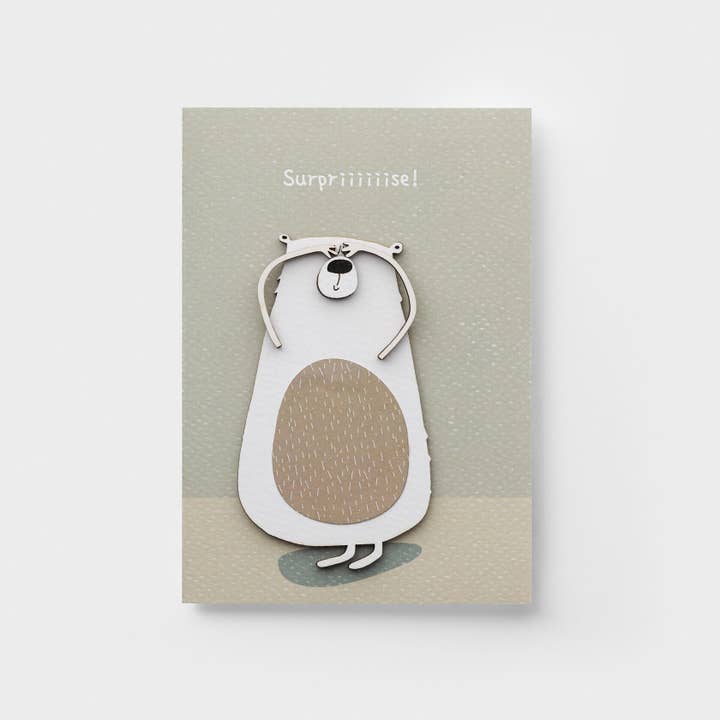 PESKOVOI - Wholesale Birthday Card - 3D Wooden Surprise Card – Handmade Bear Greeting Card1