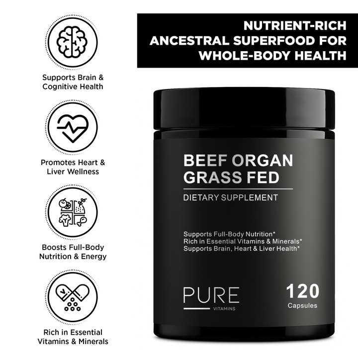 pure Vitamins - Wholesale Oral Supplement/Vitamin - Pure Vitamins Grass-Fed Beef Organ Supplement, 120 Count2