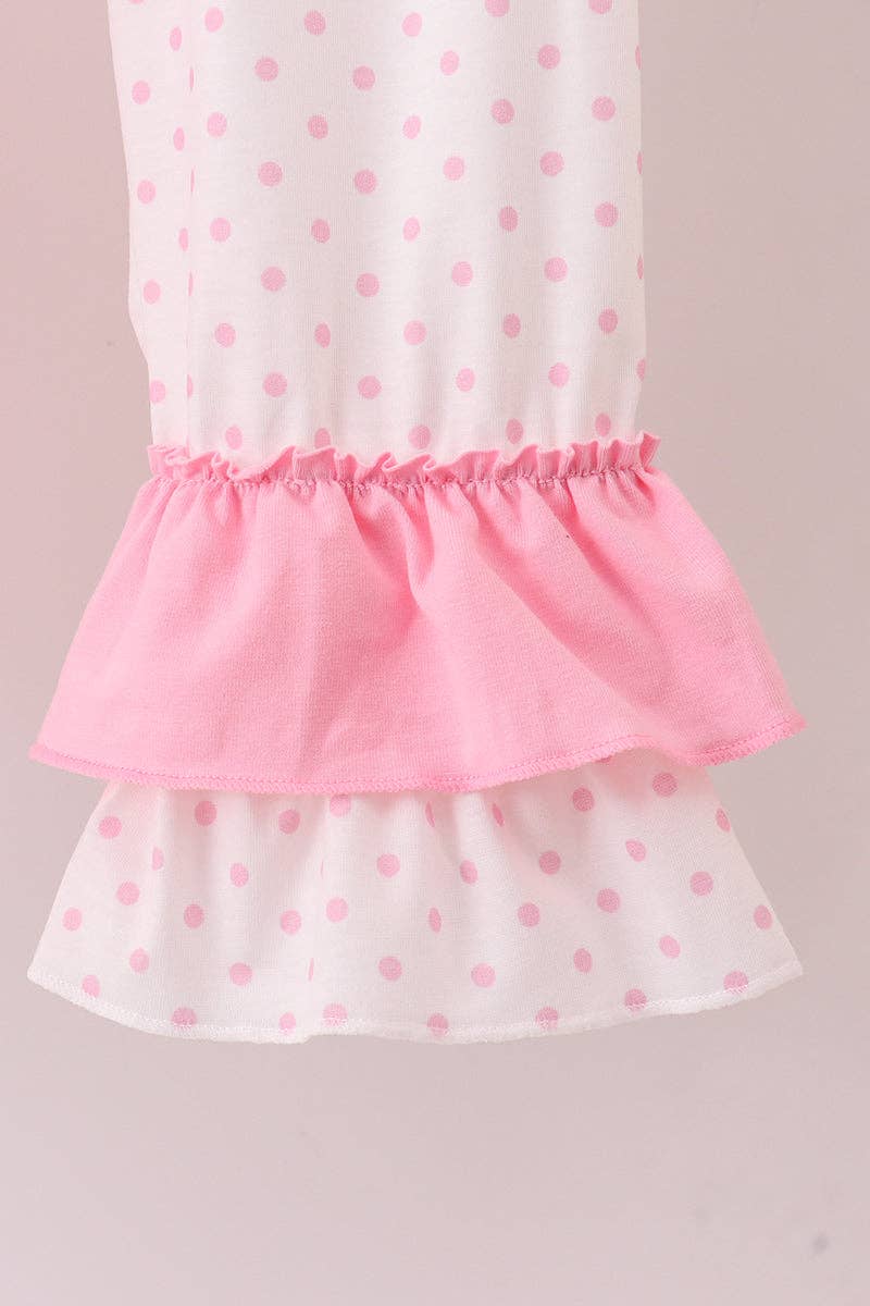 Mom & Co. – Conjunto de camisola e calças – criança por atacado – Conjunto de calças com folhos e árvore de Natal cor-de-rosa com bordado smock3