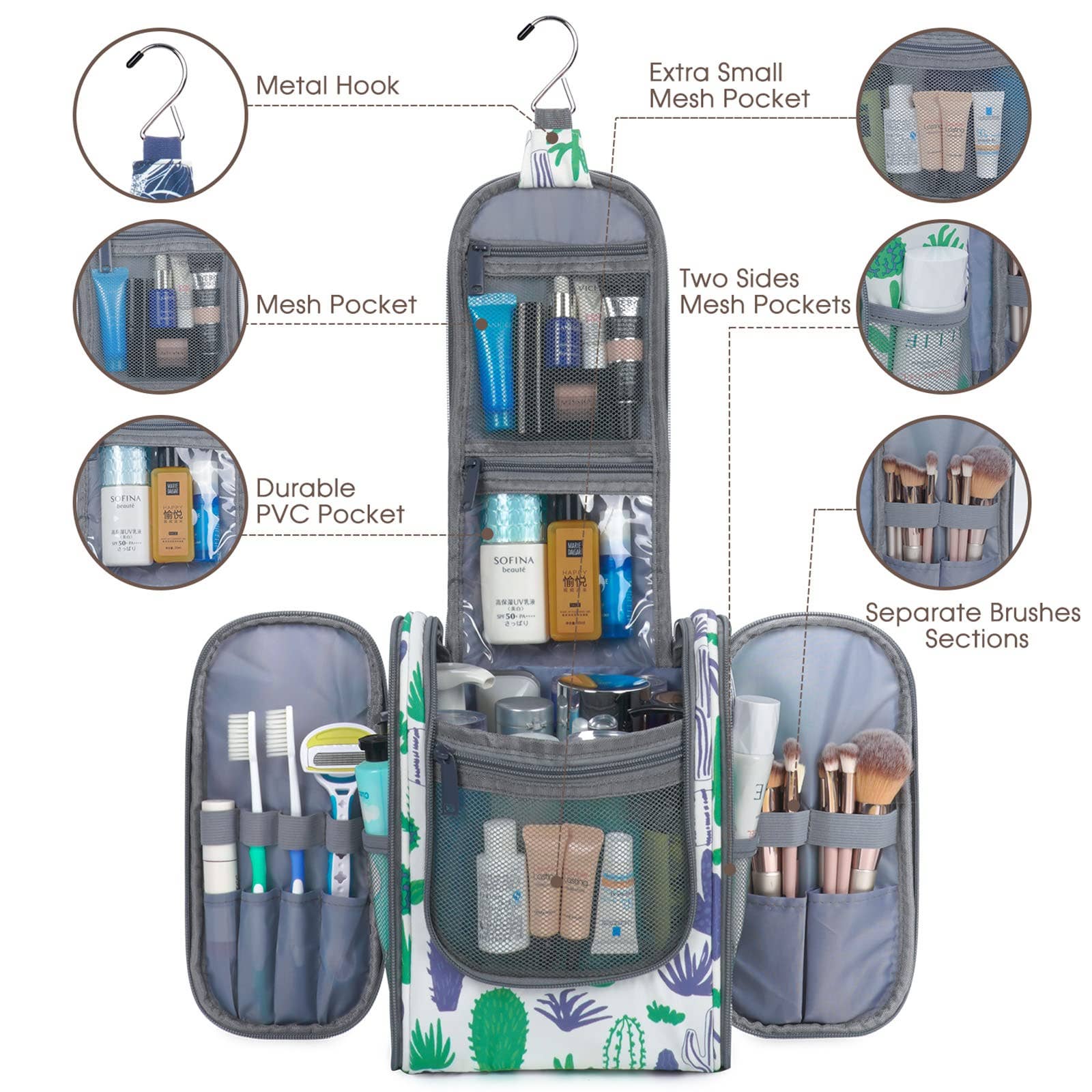 NARWEY INC - Wholesale Toiletry Bag - Women's - Large Hanging Toiletry Bag With Hook Cosmetics Organizer254