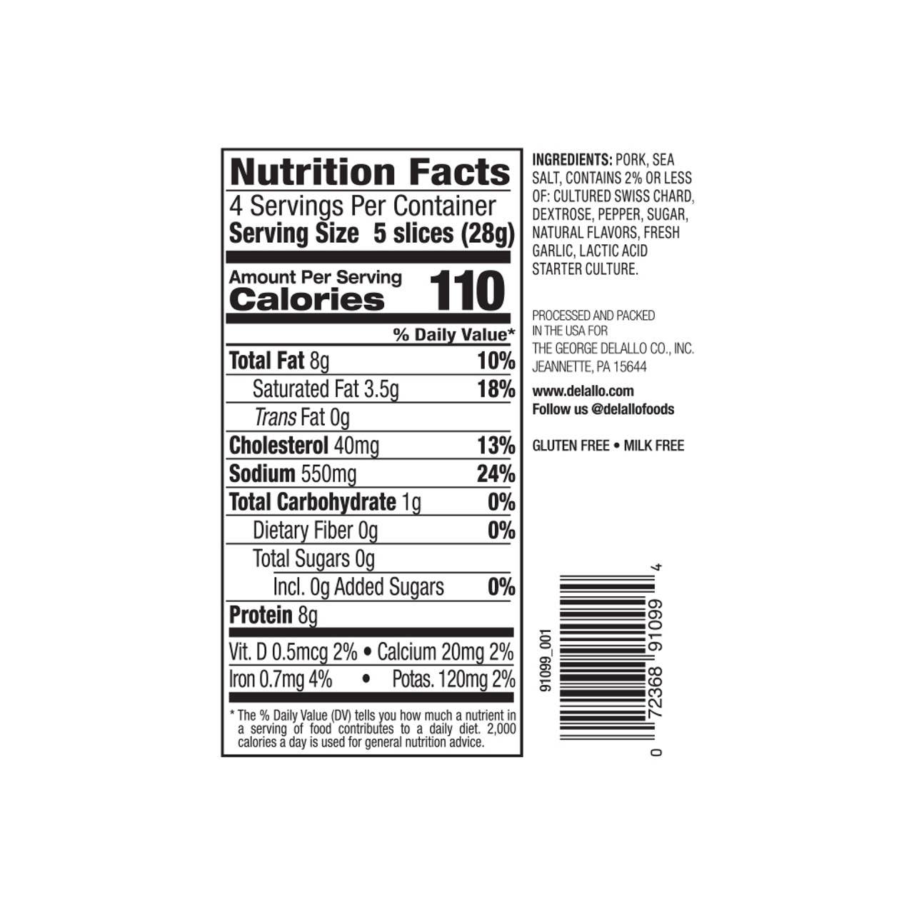 Delallo - Vente Salamis - Salami de Gênes non durci entièrement naturel (tranches)1