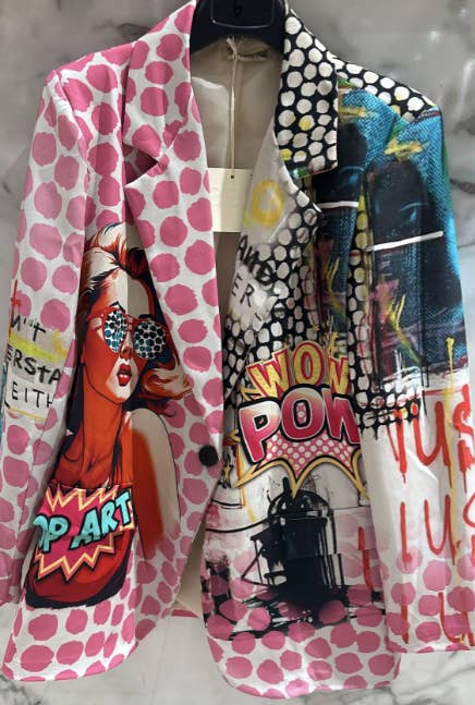 LOOWIE - Wholesale Blazer - Dames - LBLA72 uni popart blazer met Italiaans ontwerp LOOWIE