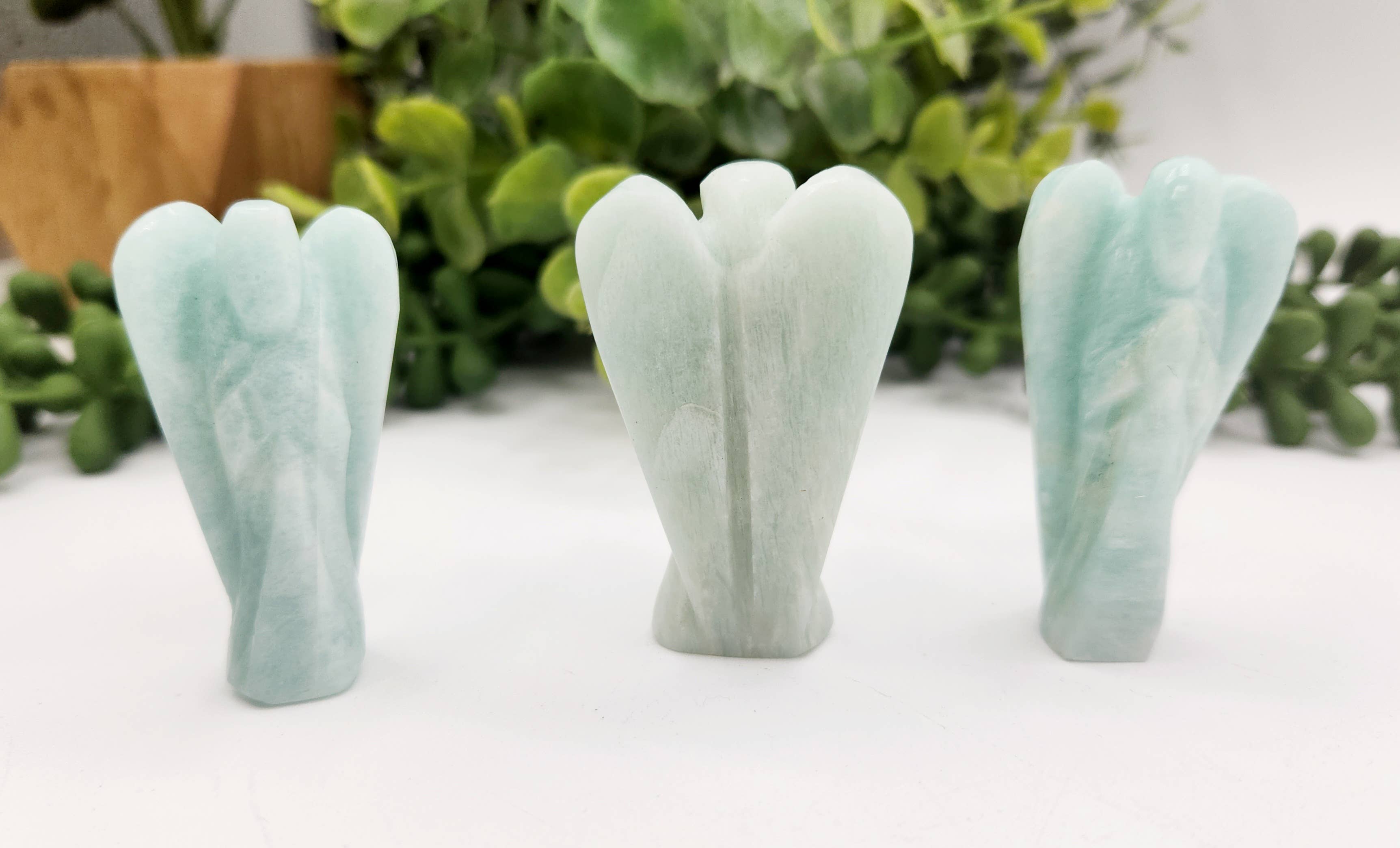 Meraki Gemstones – wholesale Decorative figurine – Amazonite Hand Carved Gemstone Angel Figurine 2" Tall 6