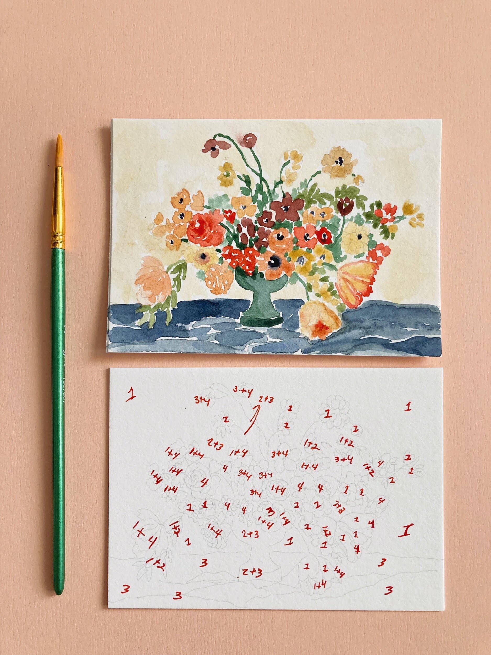 Pink Puddle Studio - Wholesale DIY Craft Kit - Dutch Flower Still Life Paint by Number DIY Watercolor Kit4