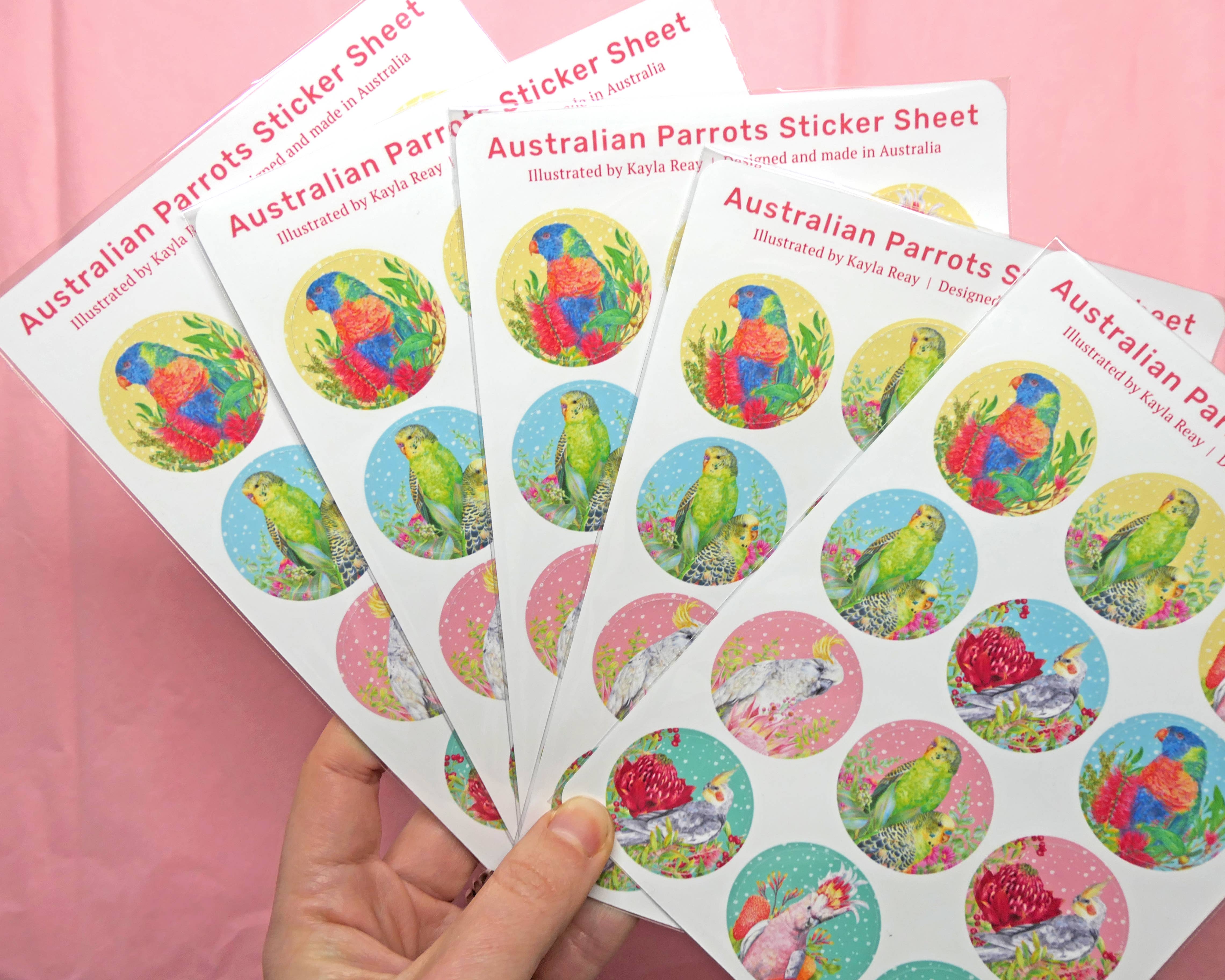 Kayla Reay Design - Venta al por mayor Pegatina - Hoja de pegatinas de vinilo de loros australianos – Papelería de aves3