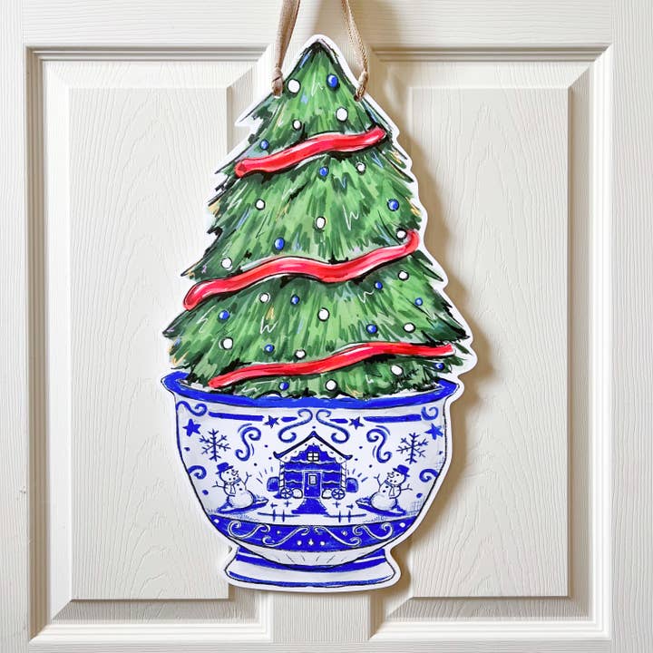 Colgador para puerta de árbol de Navidad Chinoiserie, decoración festiva navideña para venta al por mayor de Home Malone