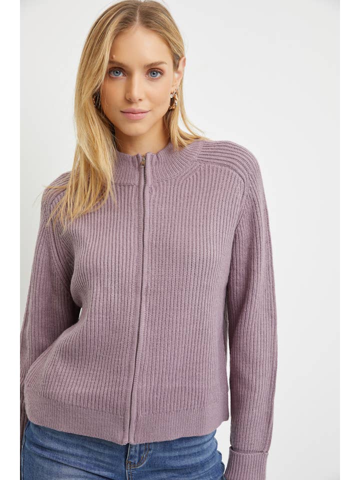 Be Cool - Wholesale Jacket - Women's - VERTICAL RIB ZIP UP SWEATER JACKET