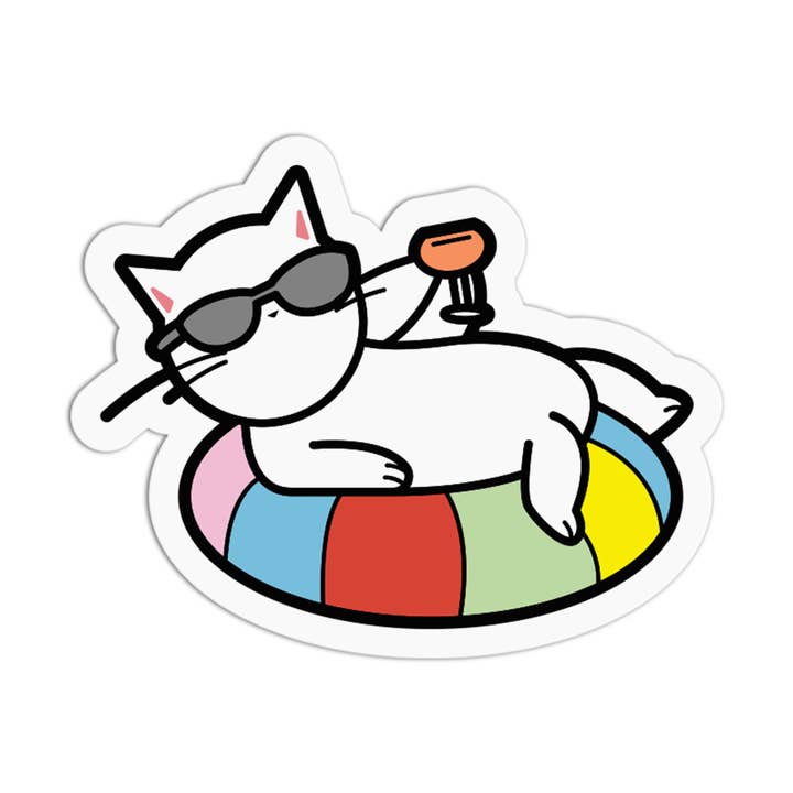 Arcobaleno Galleggiante Cocktail Gatto Estate Adesivi Testurizzati per la vendita all'ingrosso da parte di the stkr store