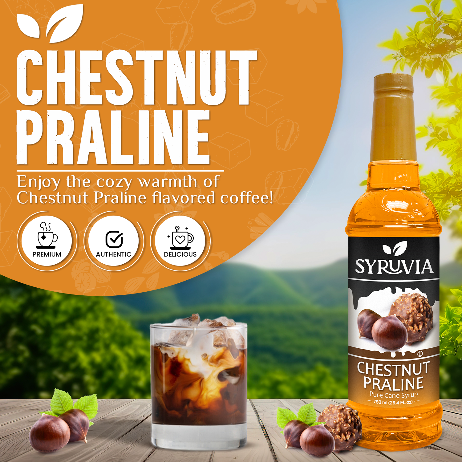 Syruvia - Wholesale Flavored Syrup - Chestnut Praline Syrup1