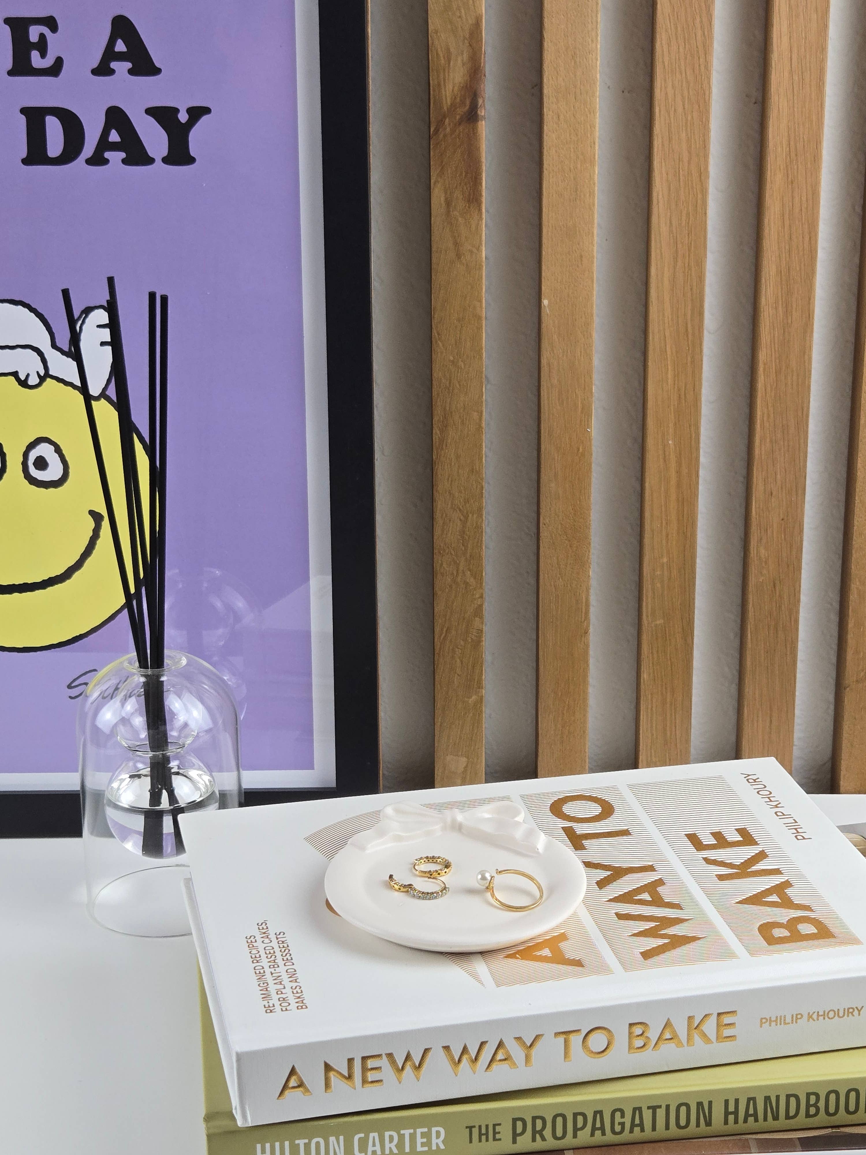 Three Springs Candle Co. - Vente Plateaux à bijoux - Plateau en dentelle à nœud | Bibelot | Plateau de toilette - rond