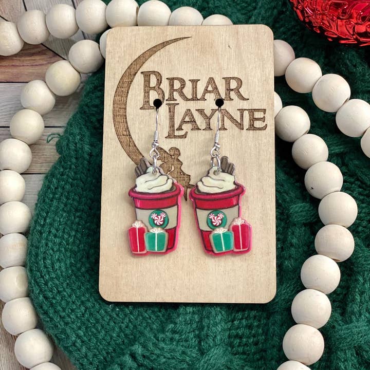 Briar layne - Wholesale Dangle Earrings - Christmas Coffee Latte Mouse Earrings for Baristas2