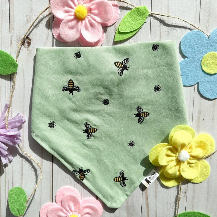 Embroidered Bees Dog Bandana for wholesale by Ellie and Nala Design Co.