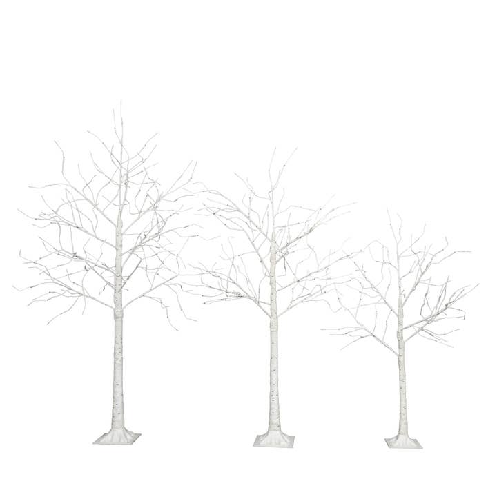 Lighted Birch Tree Set 4Feet-6 Feet With Warm White LEDs for wholesale on Faire9