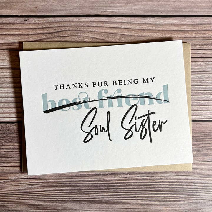 Kincaid Creative - Wholesale Friendship Card - Best Friend Card. Soul Sister Gift. Maid of Honor Card.