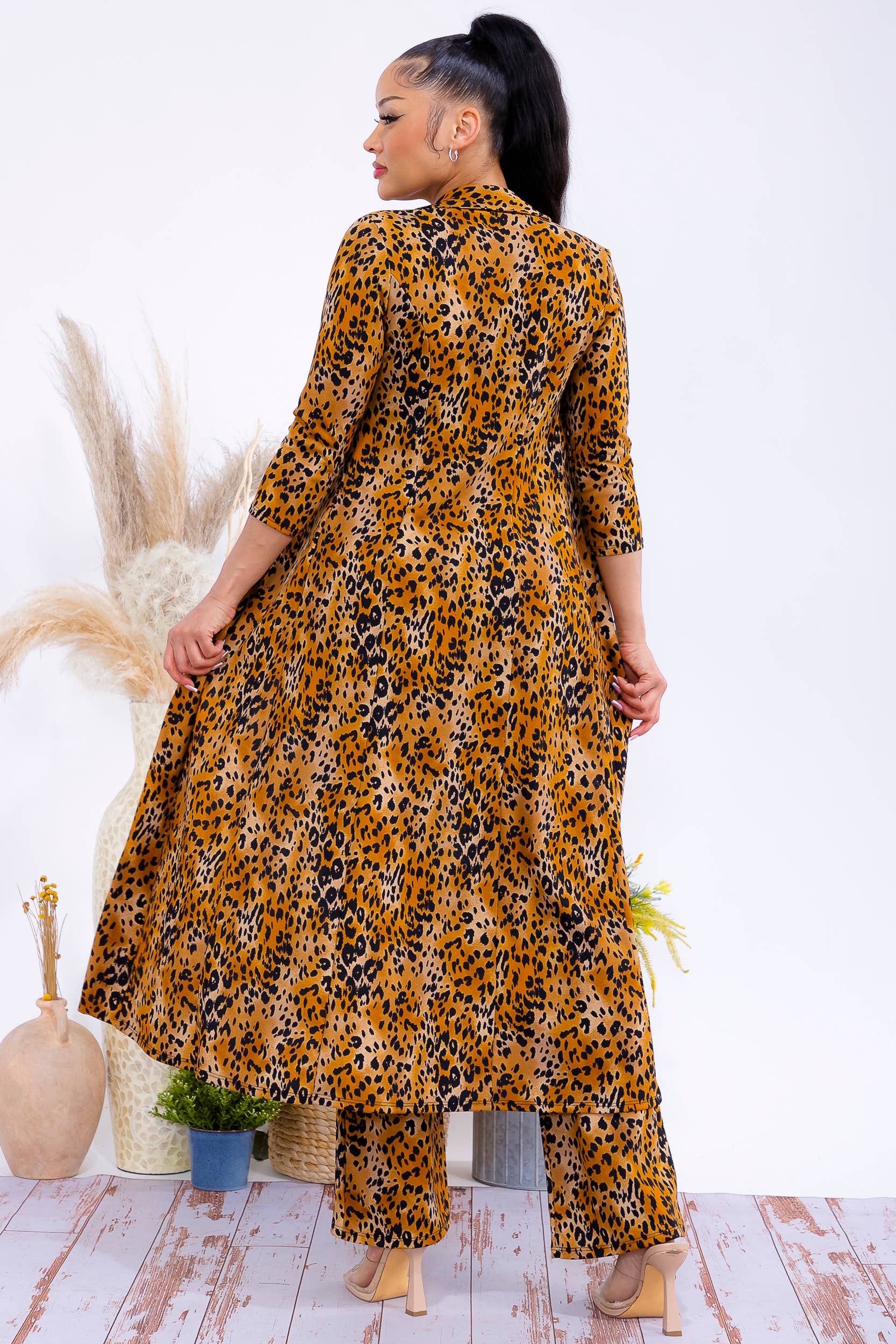 HH785R-LEOPARD Leopard Blazer & Wide-Leg Pants Two-Piece Set for wholesale on Faire4