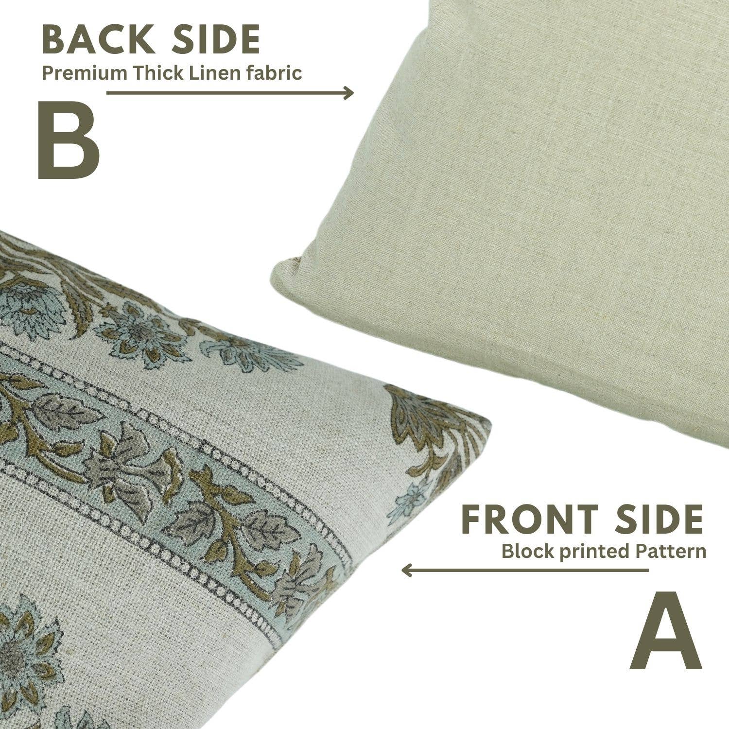 Fabdivine - Wholesale Throw Pillow Cover - Block Print Boho Thick Linen Pillow Cover- Morpankh Border4