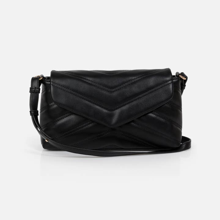 Sac à bandoulière noir matelassé en PU - BG253B031BK for wholesale by Bizou