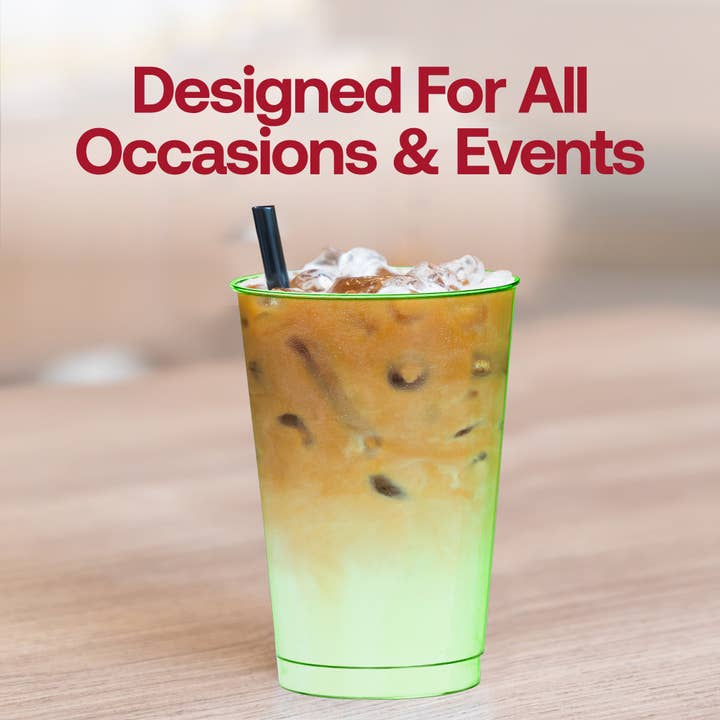 Smarty had a Party - Wholesale Disposable Cup - 12 oz. Clear Green Disposable Plastic Party Cups - 240 pcs6