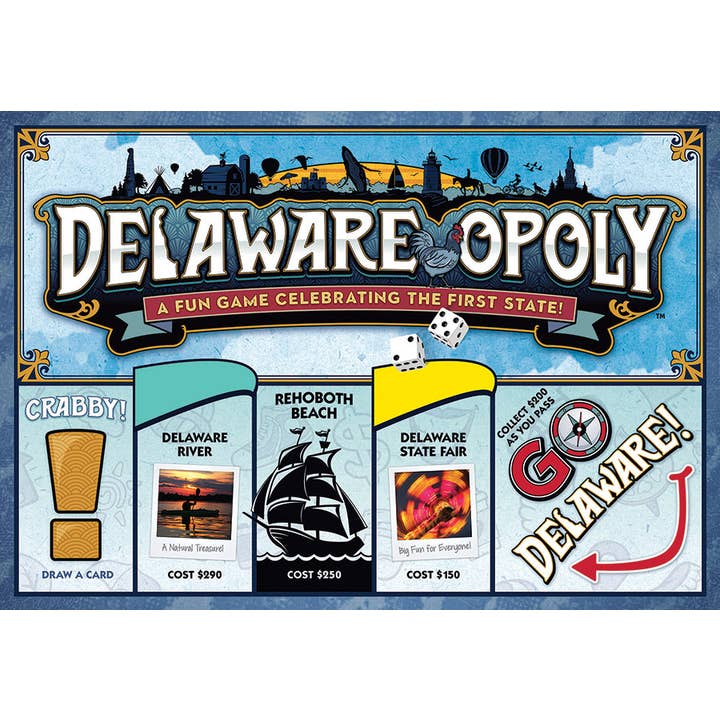 Outset Games and Cobble Hill Puzzles - Wholesale Board Game - Delaware-Opoly (state) Board Game