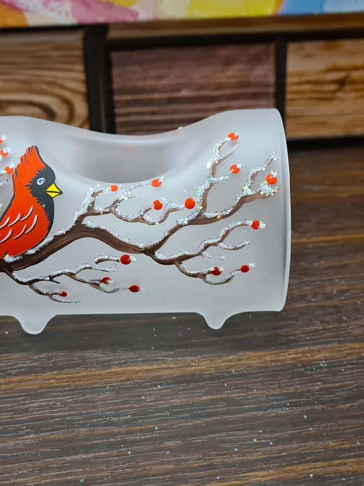 Glass Cardinal Candle Holder - Centerpiece Style - Single for wholesale by Glass by Iness