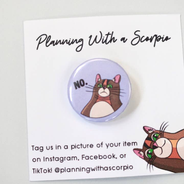 1 Inch Double Chin Rye "No" Pin Badge for wholesale by Rye & Co.