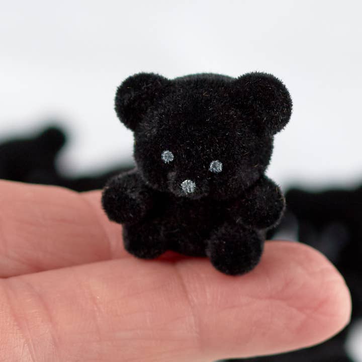 Factory Direct Craft - Wholesale Decorative Tabletop Object - 1" Miniature Black Flocked Teddy Bears (Bag of 12)2