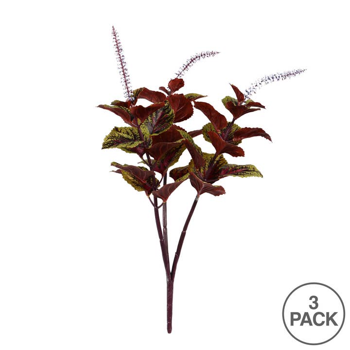 Green Vickerman 15" Green/Purple Perilla Stem 3/Pk for wholesale on Faire