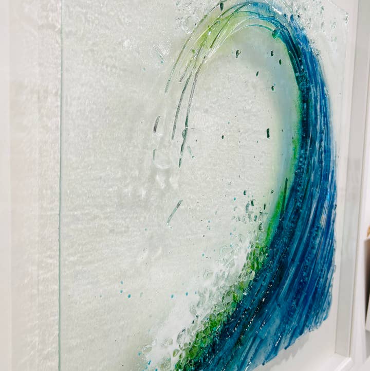 Dreya Glass - Wholesale Wall Accent - Framed Fused Glass Tsunami Breaking Wave Wall Art (UK only)1