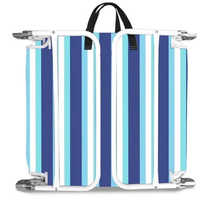 Chaby International - Wholesale Folding Chair - Cabana Beach Folding Lounge Chair w/Carry Straps-Blue Stripe