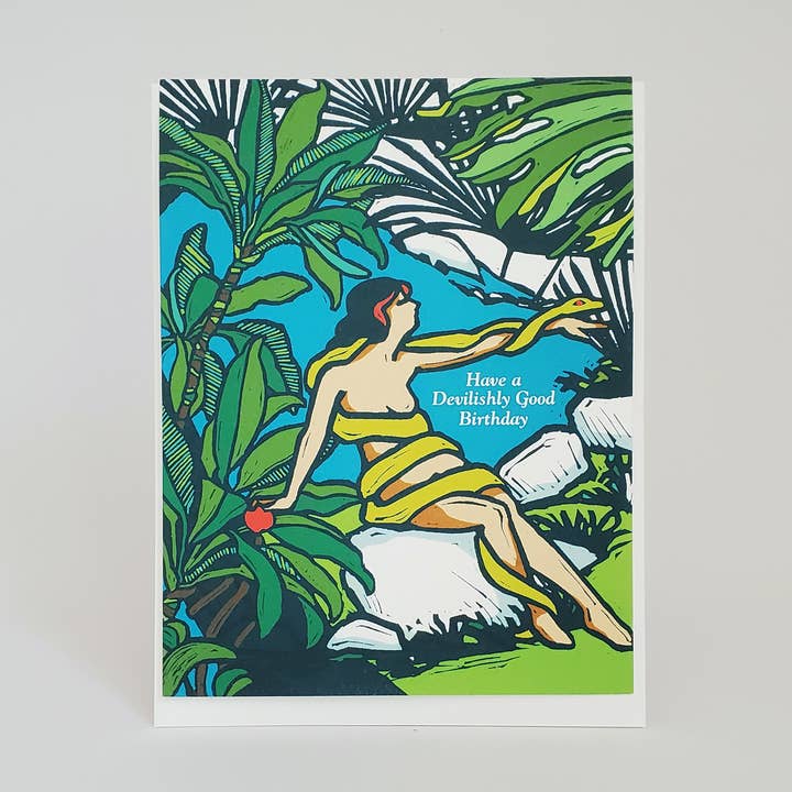 Have a Devilishly Good Birthday, Snake Charmer Birthday Card for wholesale by Little Green