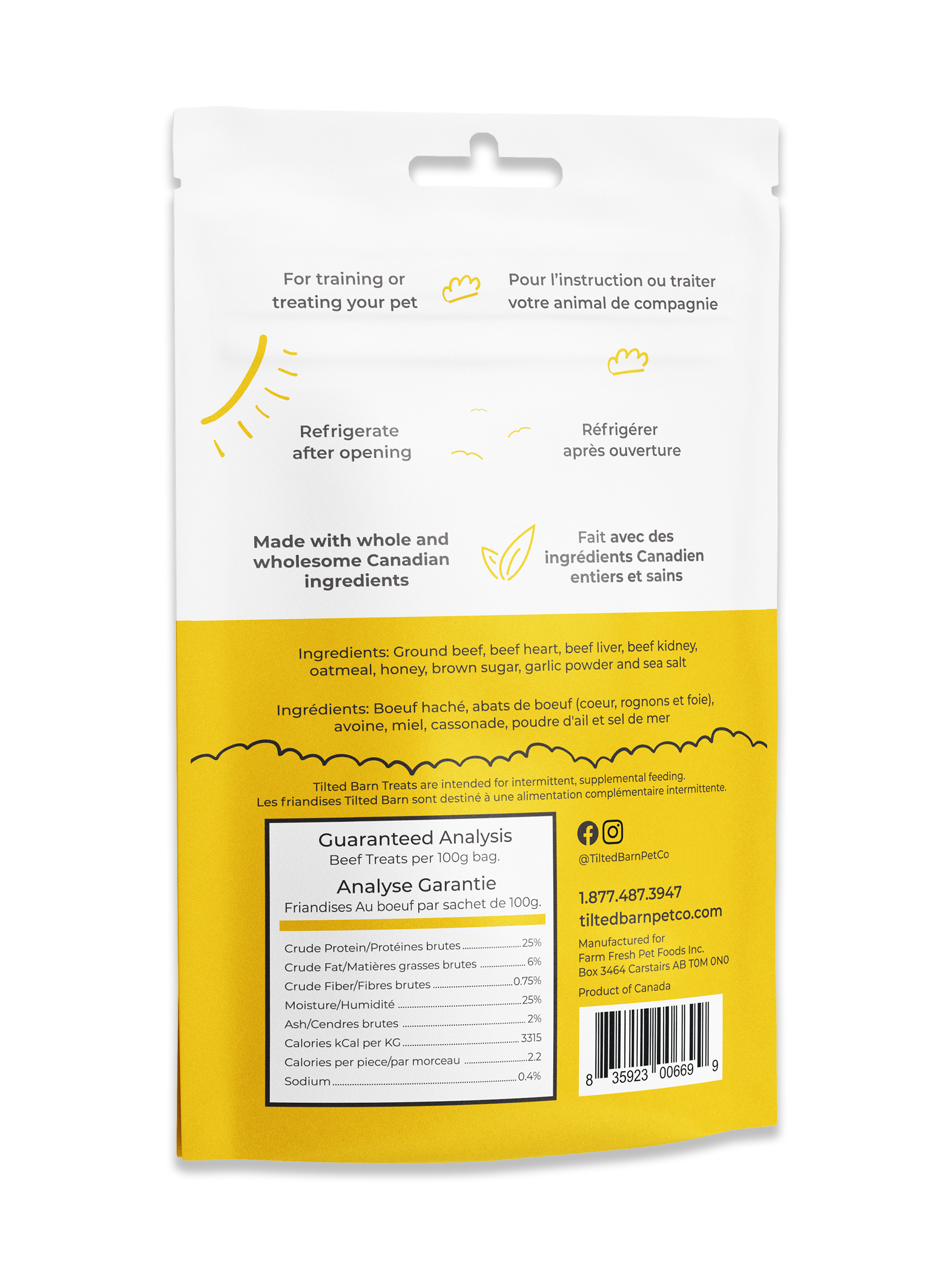 Tilted Barn Pet Co. - Vente Friandises – chien - Friandises au bœuf Miniwags pour chiens 100g/3,53 oz1