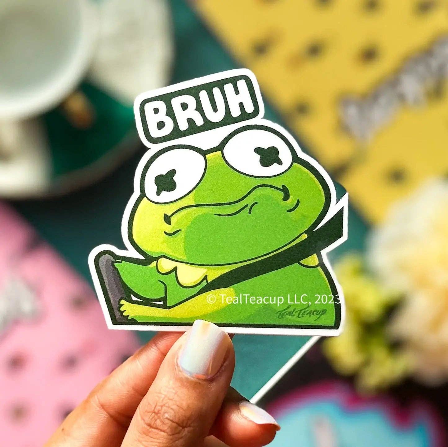 TealTeacup - Wholesale Sticker - Kermit Bruh Frog Sticker0