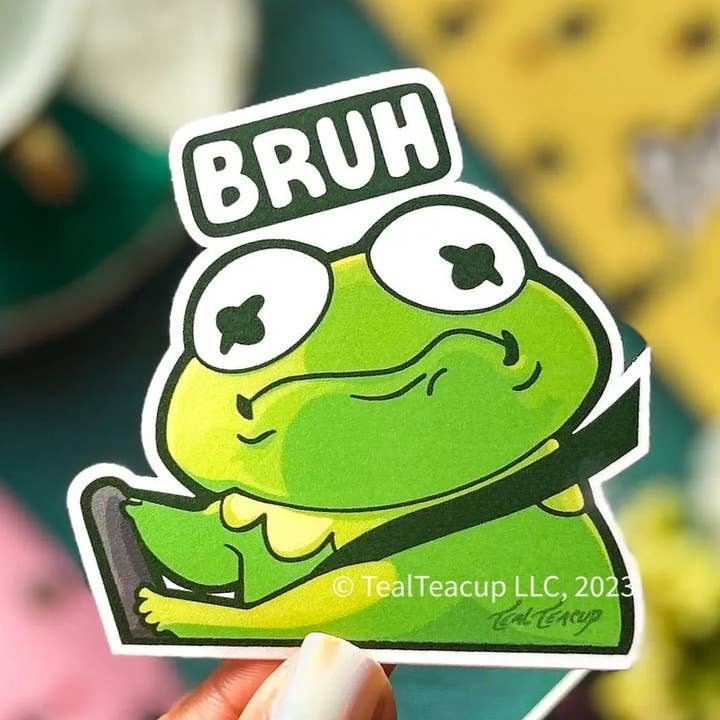 TealTeacup - Wholesale Sticker - Kermit Bruh Frog Sticker0