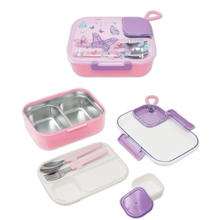 Hot Focus, Inc. - Wholesale Lunch Bag/Box - Kids - Stainless Steel Bento Box, Tie Dye Butterfly
