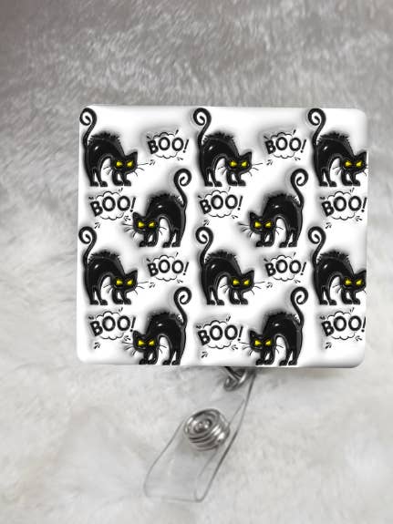 Bat Cat 3D Halloween Badge Reel, Retractable, ID Badge for wholesale by Glitter and Glue 4 You