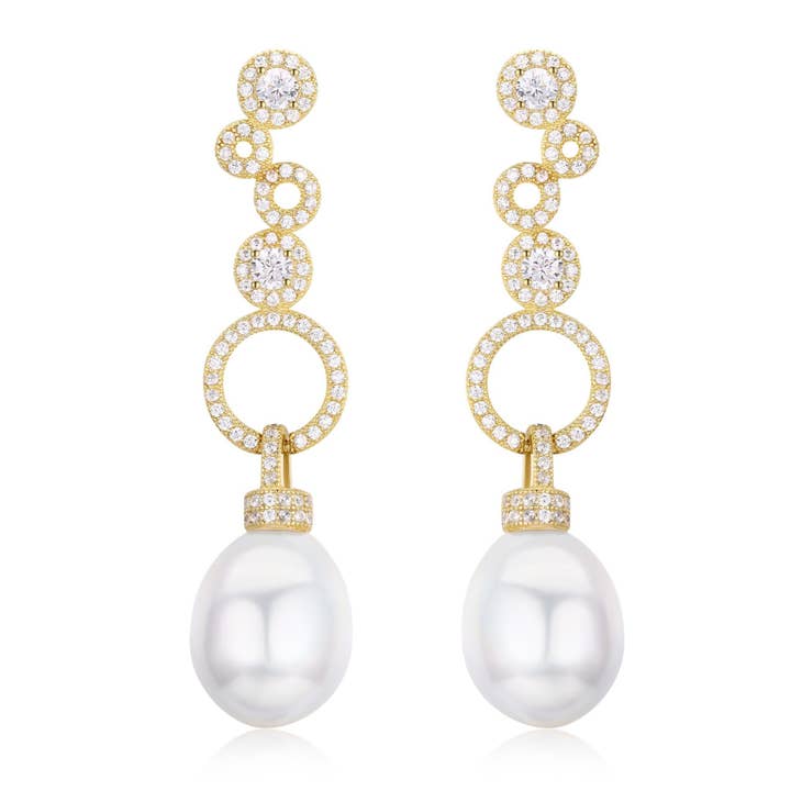 Golden Circles Edison Pearl Earrings for wholesale by Timeless Pearl