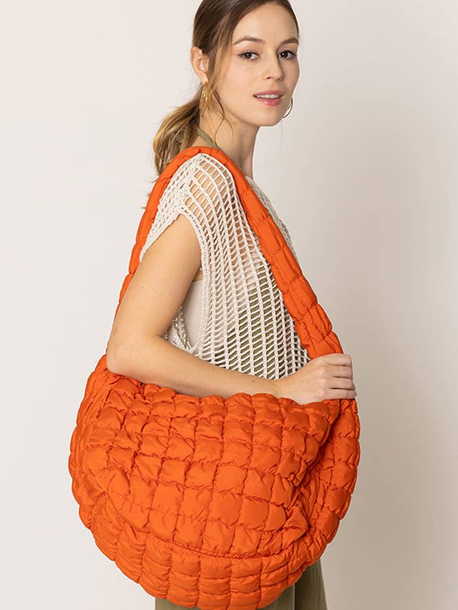 Solid Large Quilted Bag for wholesale by Hana