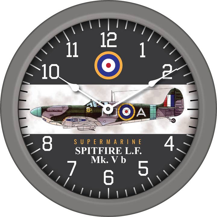 14" WWII Aircraft Wall Clock - Spitfire LF Mk Vb for wholesale by Trintec Industries Inc.