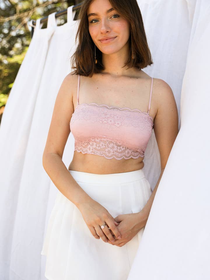 Leto Accessories - Vente Caraco – femme - Top bandeau large en dentelle avec bretelles amovibles6