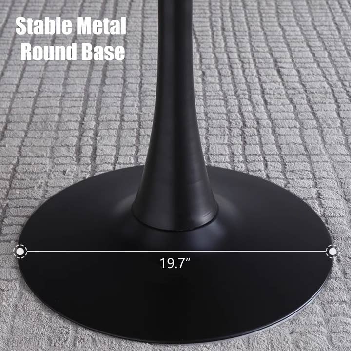 39F Inc. - Vente Tables basses - Table à manger moderne ronde de 24" en marbre noir avec base en métal1