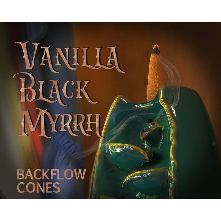 Cônes d'encens à reflux Vanille Myrrhe Noire pour la vente par Hazel Fern Scents