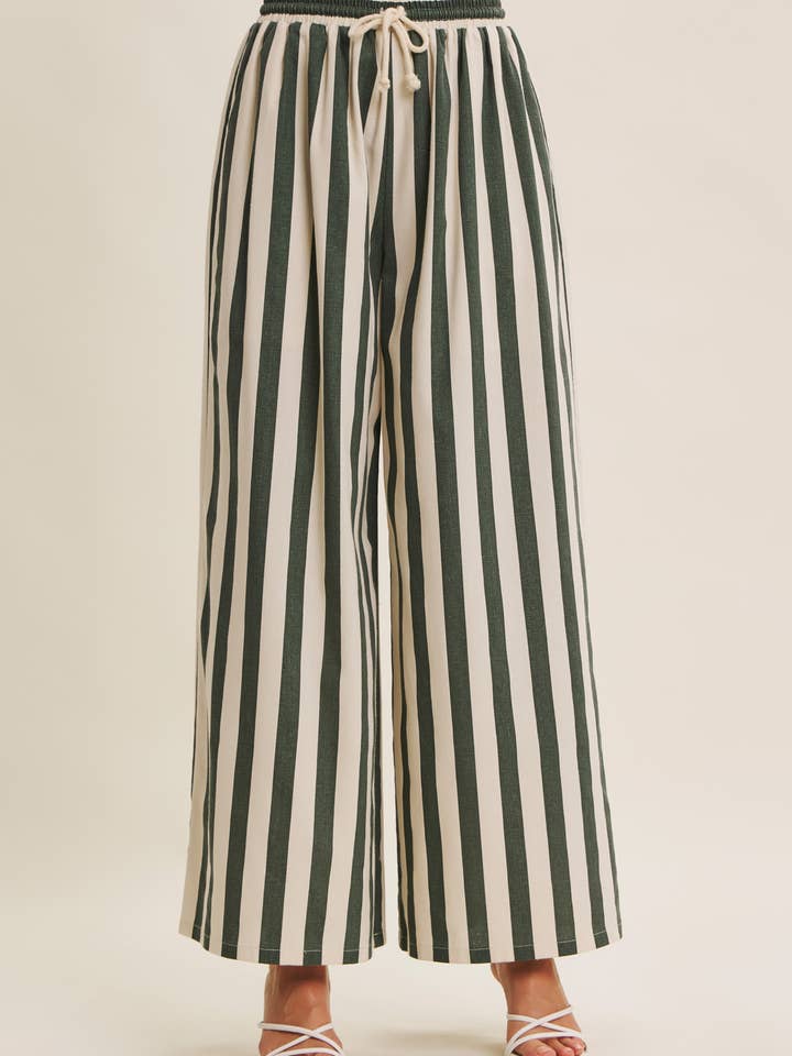 MODERNE GESTREIFTE WEITE HOSE AUS WEICHEM LEINEN-VISCOSE-MISCHGEWEBE für den Großhandel von in february