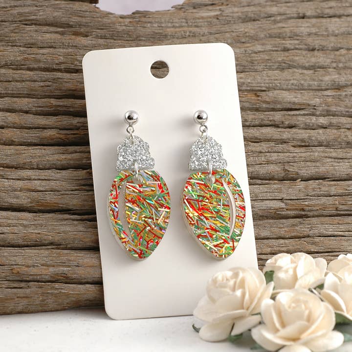Christmas Earrings | Light Bulb Dangle Post - Acrylic for wholesale by Rocky Mountain Shops