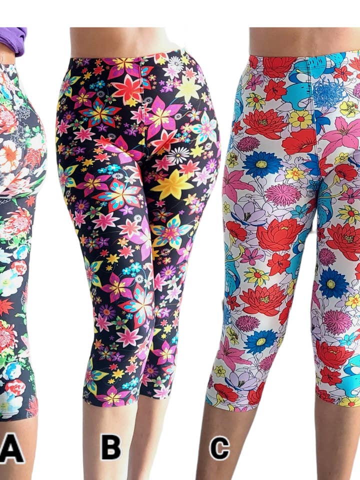 Capri Leggings med blomsterprint for engroshandel hos India Batik